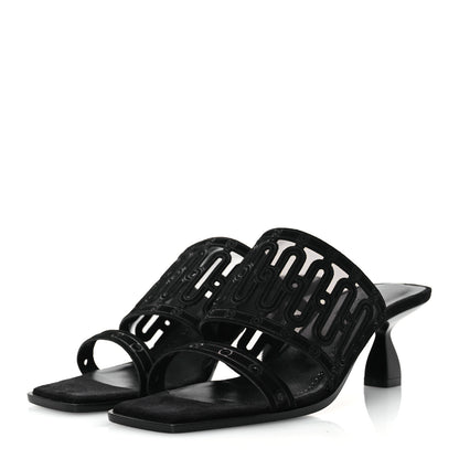 Hermes Suede Goatskin Mesh Joia 55 Mule Sandals 36 Black 4 of 11