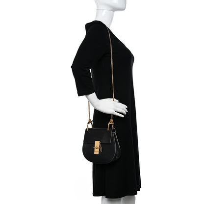 Chloe Grained Calfskin Lambskin Mini Drew Shoulder Bag Black 2 of 12