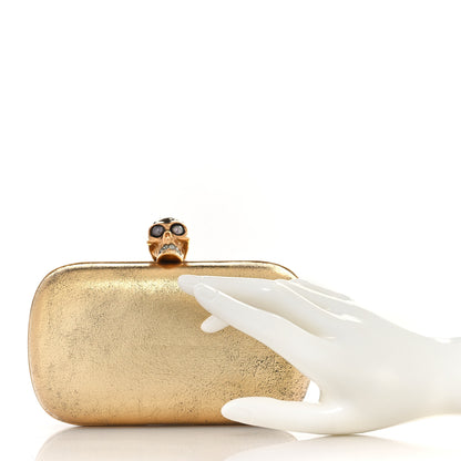 Alexander McQueen Metallic Nappa Skull Box Clutch Gold 3 of 10