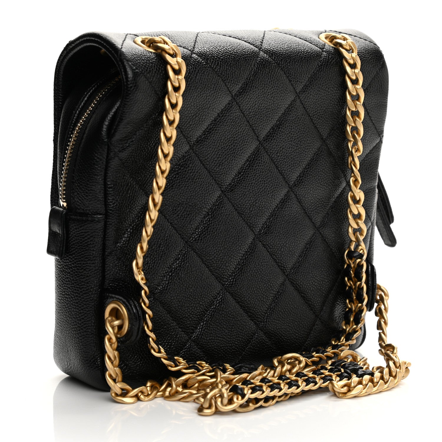 Chanel Shiny Caviar Quilted Chain Melody Backpack Black 2 of 7