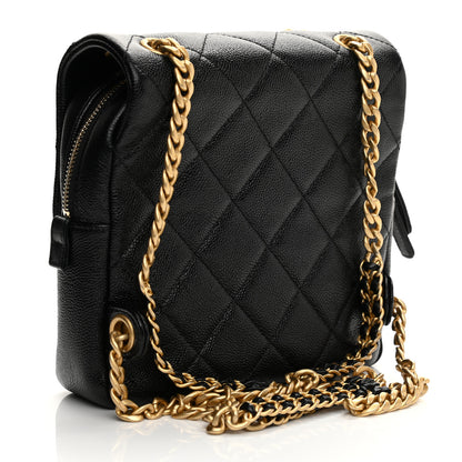 Chanel Shiny Caviar Quilted Chain Melody Backpack Black 2 of 7