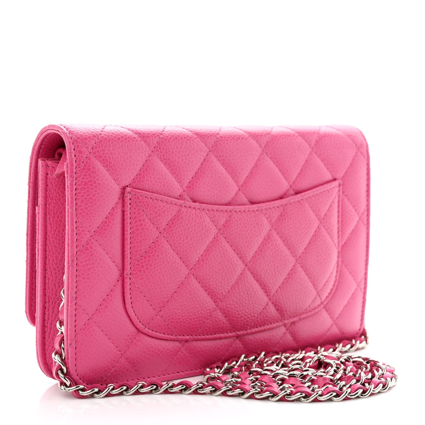 Caviar Quilted Wallet on Chain WOC Dark Pink