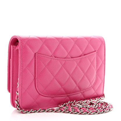 Chanel Caviar Quilted Wallet on Chain WOC Dark Pink 3 of 11