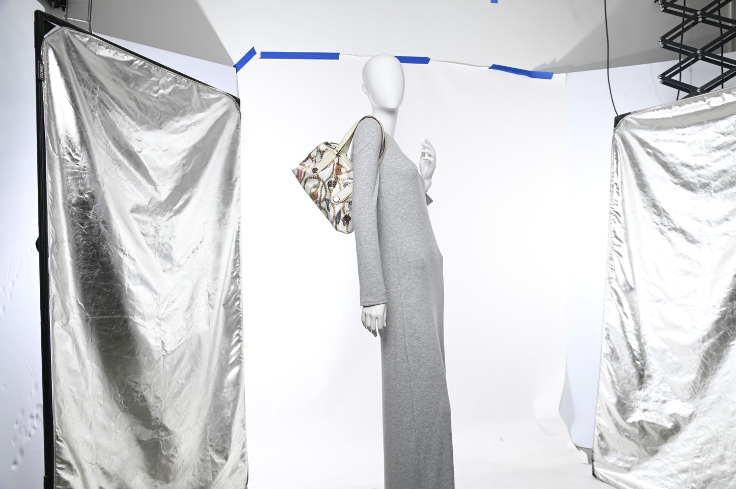 Satin Print Small Charmy Boston White