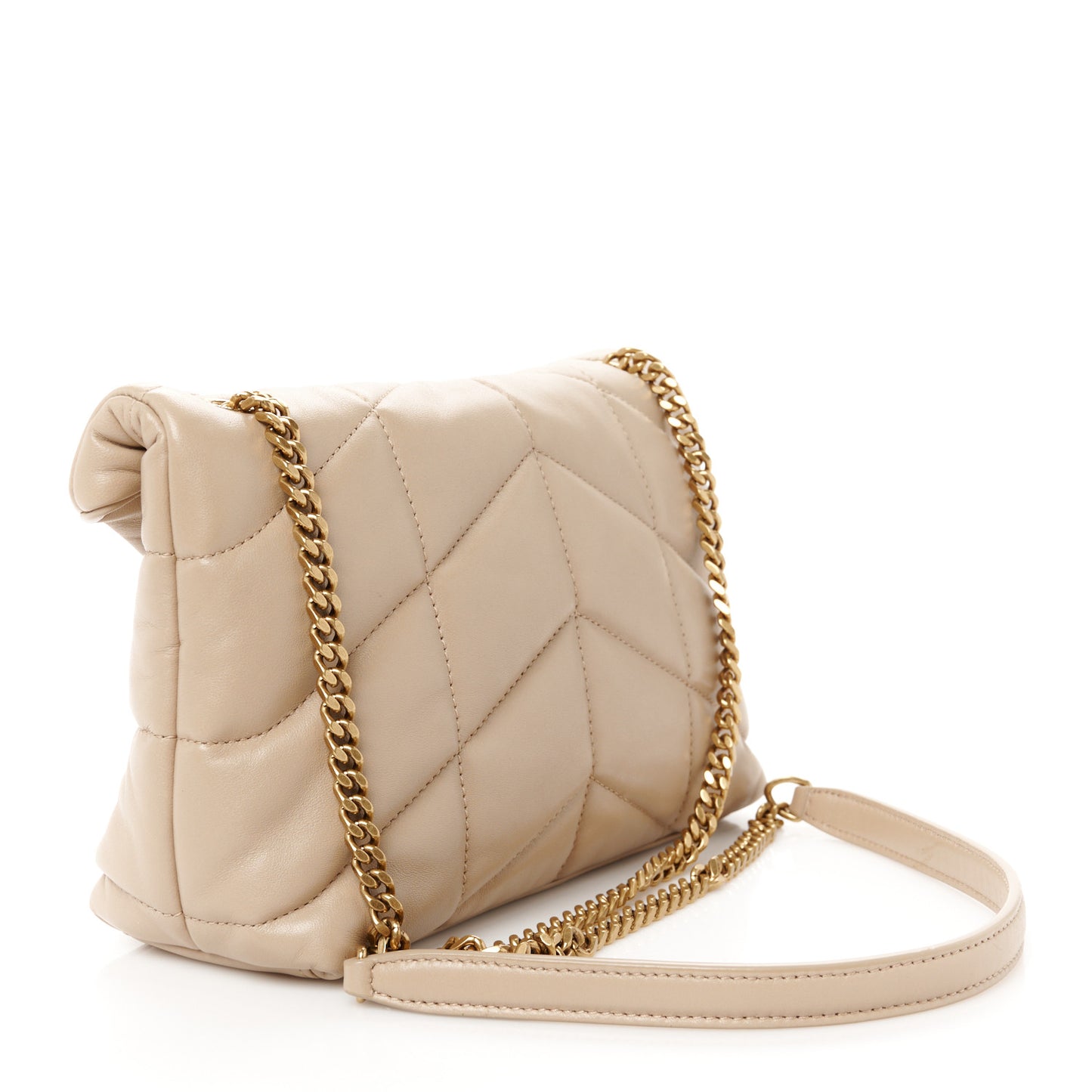 Lambskin Quilted Toy Loulou Puffer Monogram Chain Satchel Dark Beige