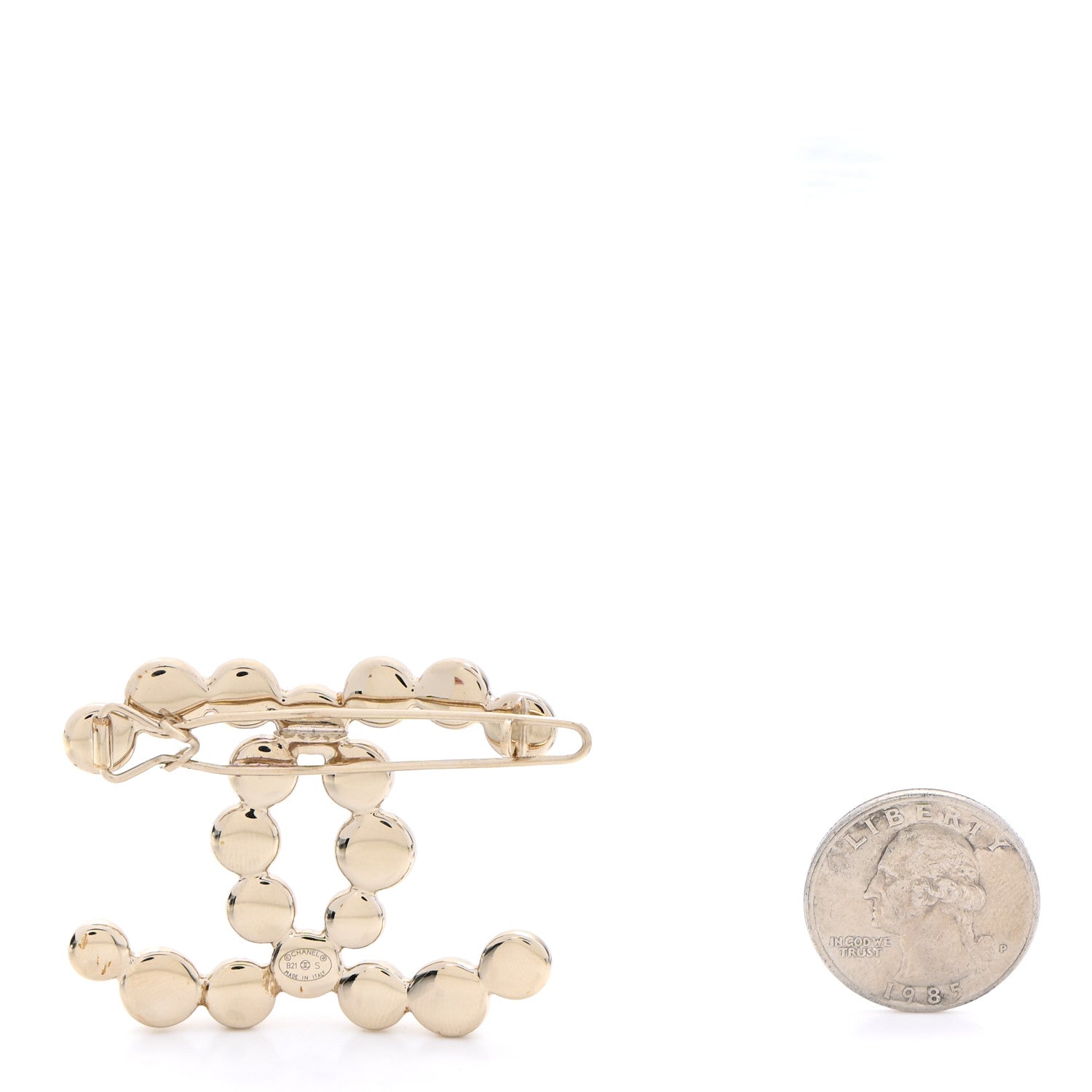 Chanel Metal Beaded CC Hair Clip Gold 2 of 4