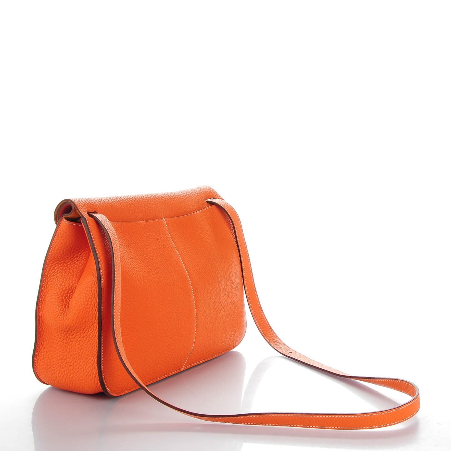 Hermes Taurillon Clemence Halzan 31 GM Orange 3 of 10