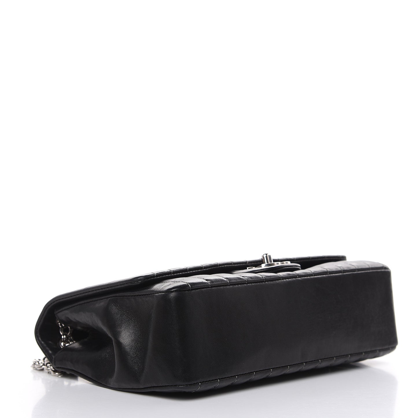 Lambskin Vertical Quilted Medium Single Flap Black