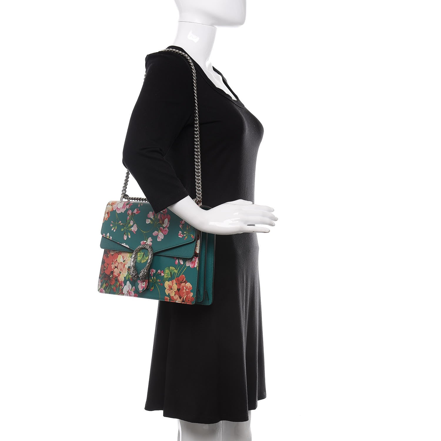 Gucci Calfskin Blooms Print Medium Dionysus Shoulder Bag Bright Emerald Multicolor 2 of 11