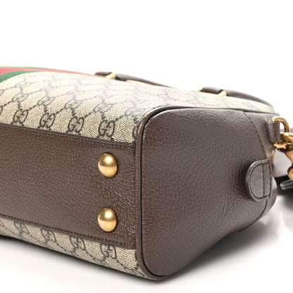 Gucci GG Supreme Monogram Textured Dollar Calfskin Web Medium Savoy Bowling Bag Beige Ebony New Acero 10 of 11