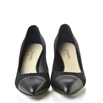 Chanel Lambskin Tweed CC Pump 36.5 Black 2 of 14