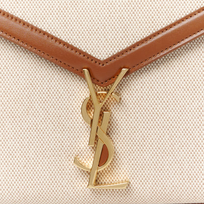 Saint Laurent Canvas Calfskin Mini Classic Monogram Cassandra Top Handle Tan Natural 9 of 11