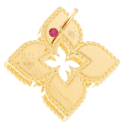 Roberto Coin 18K Yellow Gold Diamond Medium Petite Venetian Princess Satin Finish Flower Stud Earrings 4 of 4