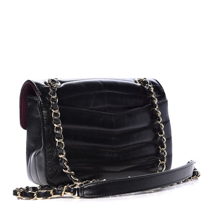 Chanel Shiny Lambskin Quilted Small Chevron Miroir Black 3 of 12