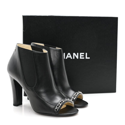 Chanel Lambskin Chain Ankle Boots 38 Black 10 of 10