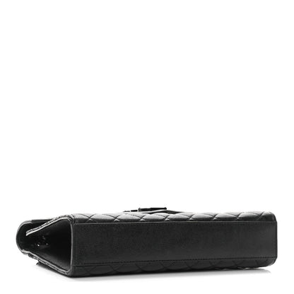 Saint Laurent Grain De Poudre Textured Mixed Matelasse Triquilt Medium Monogram Satchel Black 3 of 11