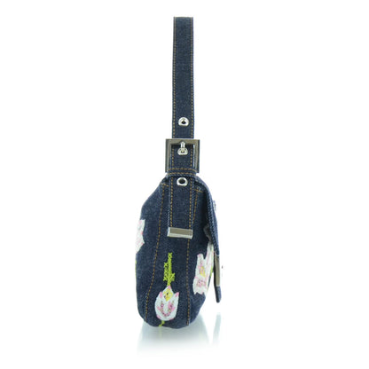Fendi Denim Embroidered Baguette Multicolor 4 of 12