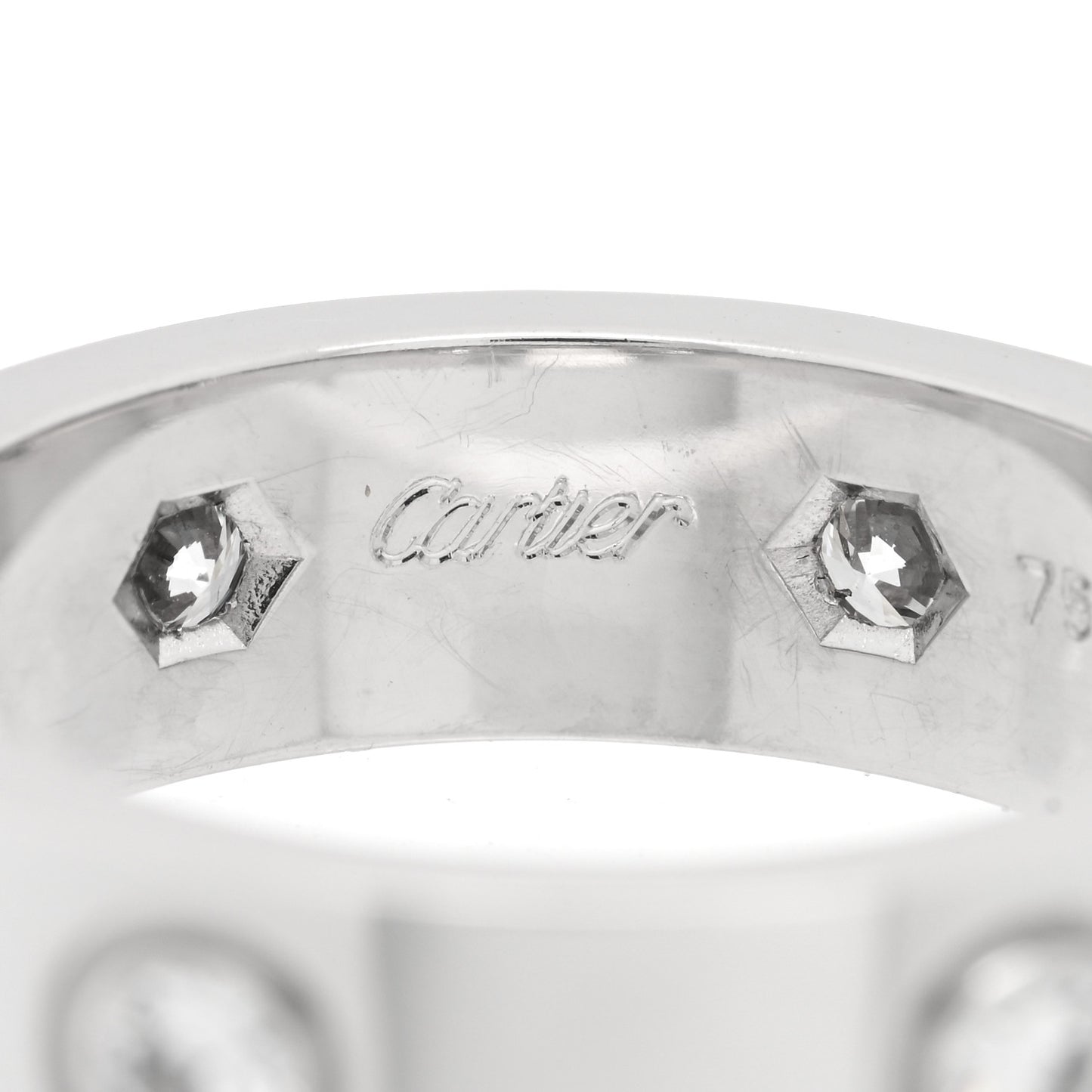 18K White Gold 6 Diamond 5.5mm LOVE Ring 51 5.75