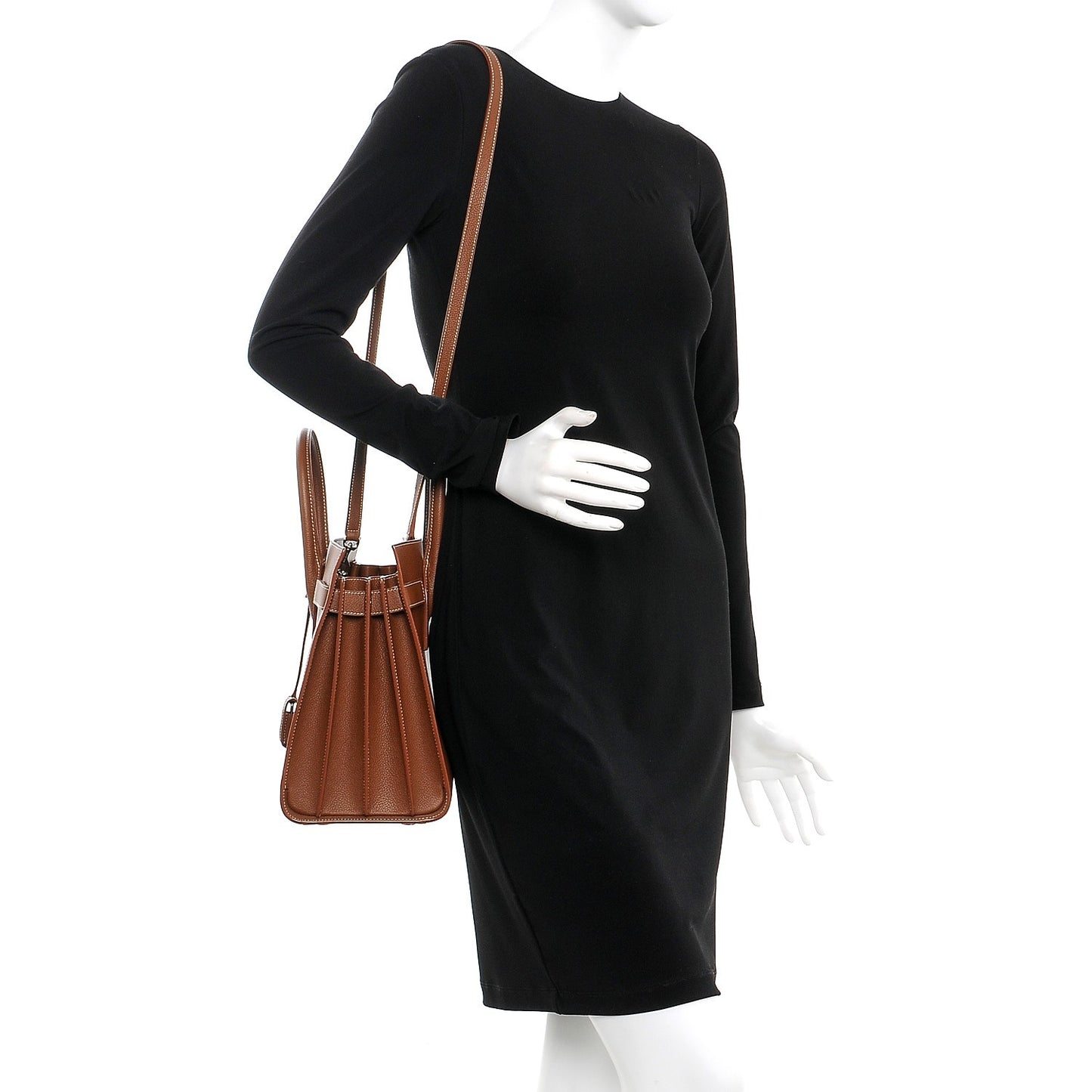 Grained Calfskin Topstitch Small Sac De Jour Cognac