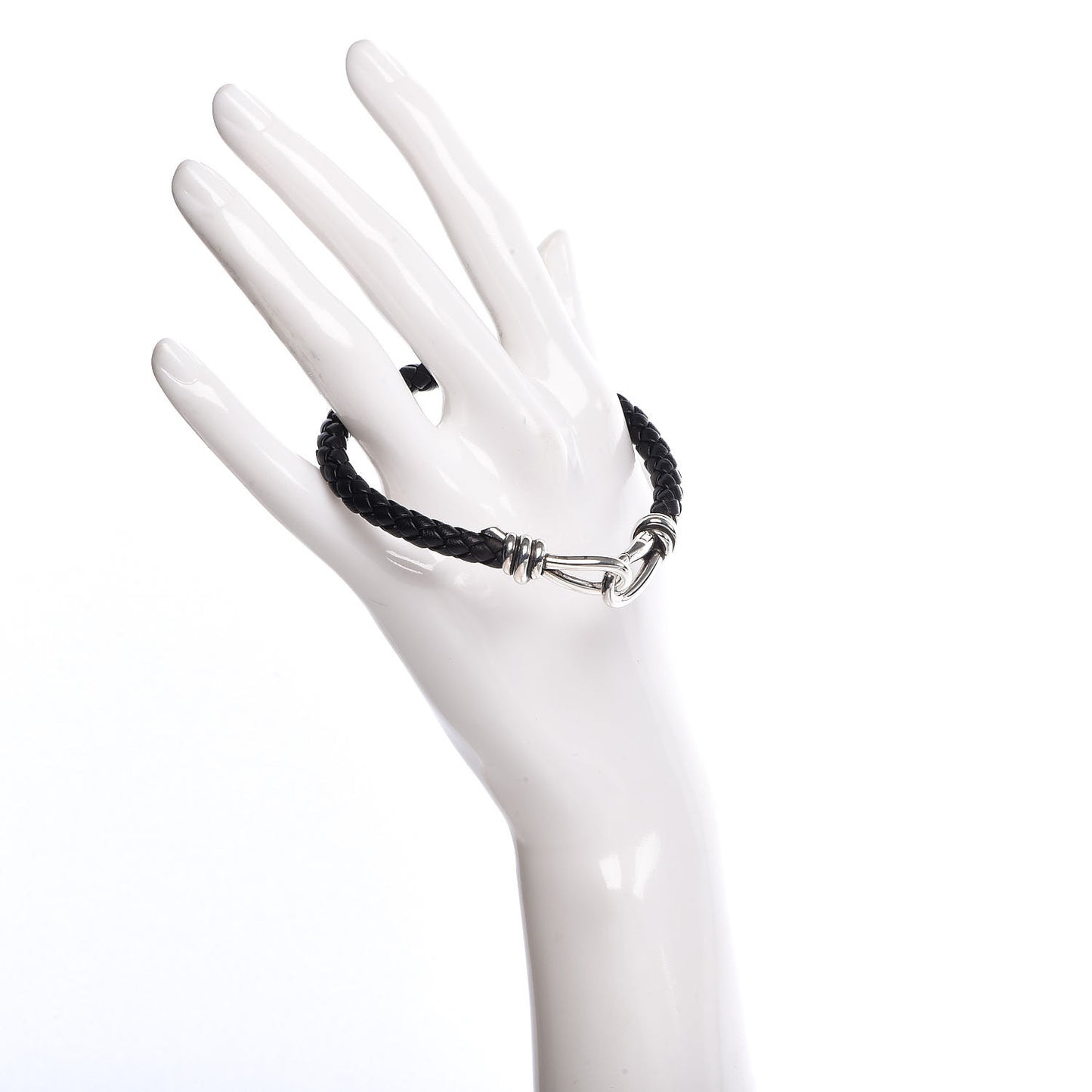 Sterling Silver Calfskin Paloma Picasso Knot Single Braid Bracelet Black