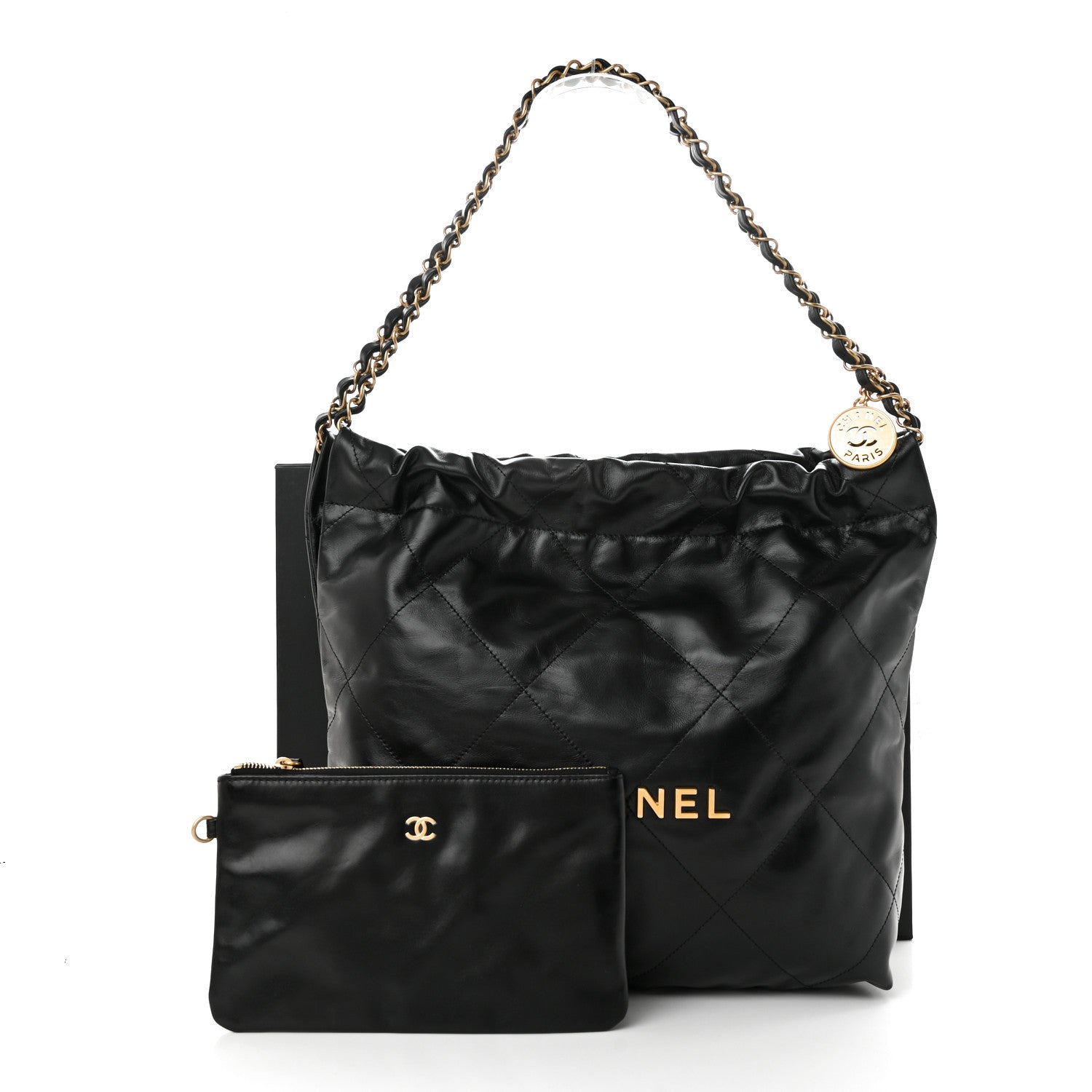 Chanel Shiny Calfskin Quilted Small Chanel 22 Black 12 of 12