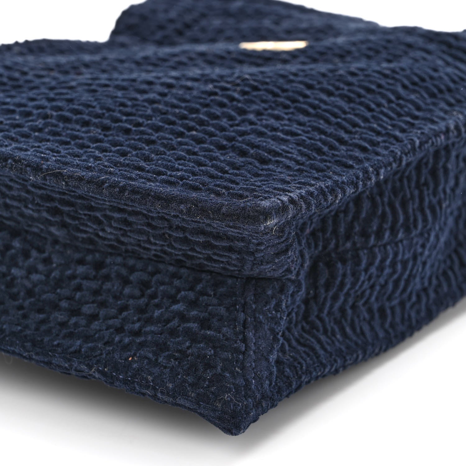 Chanel Cotton Tweed Shopping Bag Navy 10 of 10