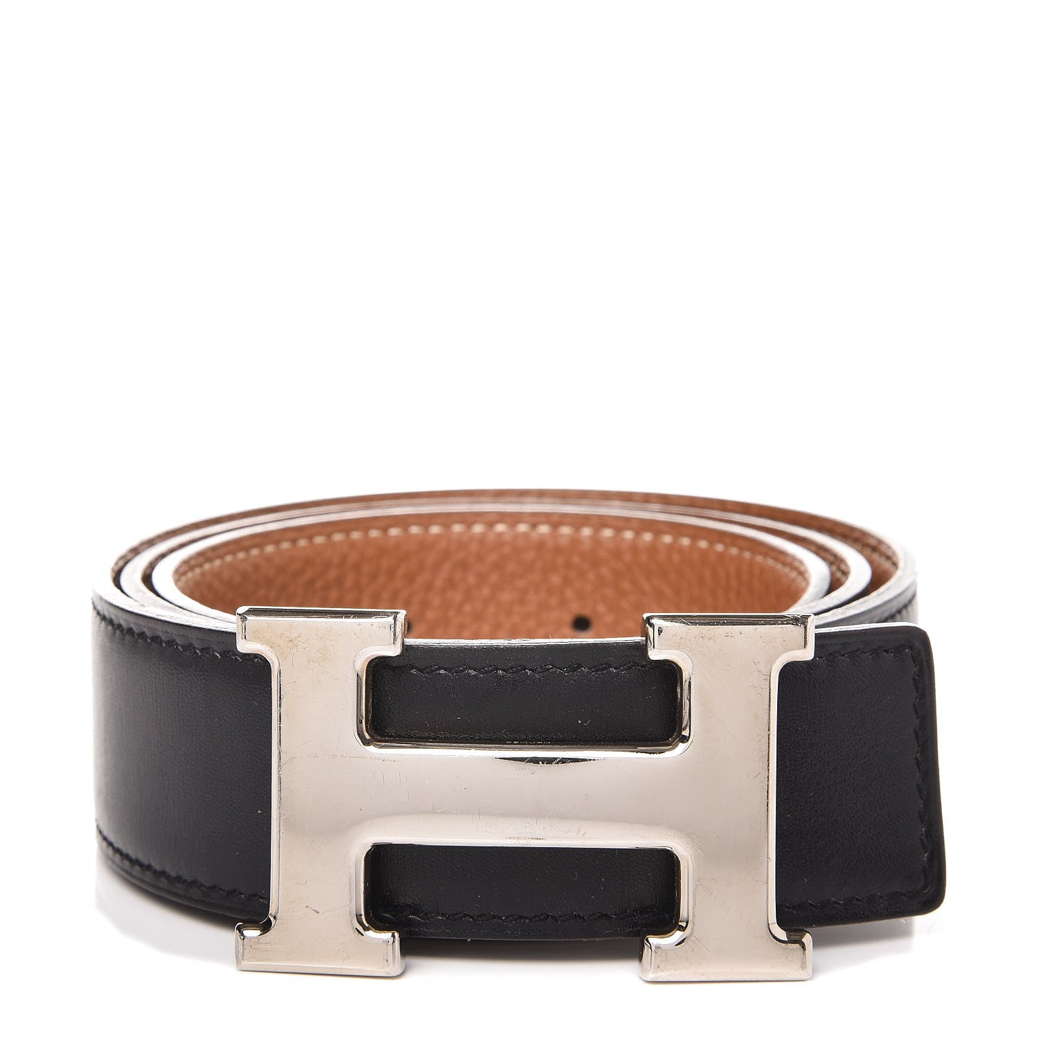 Hermes Box Togo 32mm H Belt 75 Black Gold 1 of 7