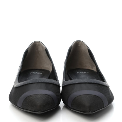 Fendi Mesh Skimmer Ballerina Flats 39 Navy Black 2 of 4
