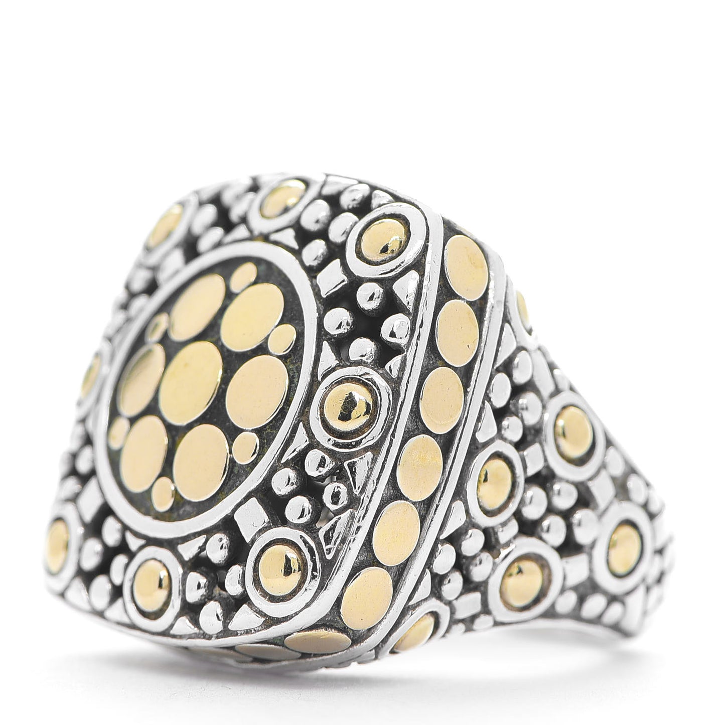Sterling Silver 18K Yellow Gold Jaisalmer Dot Square Ring 51 5.75