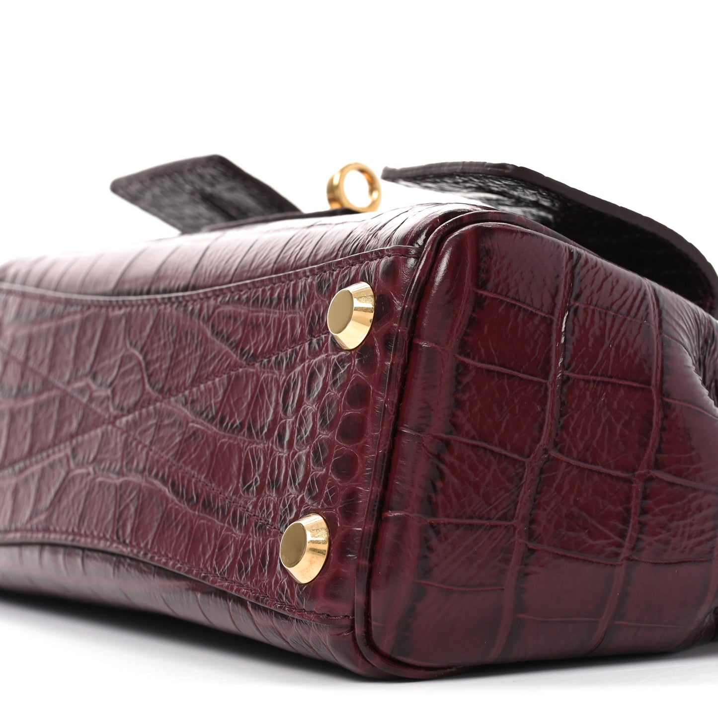 Calfskin Crocodile Embossed Mini Bel Air Carry All Bag Dark Burgundy