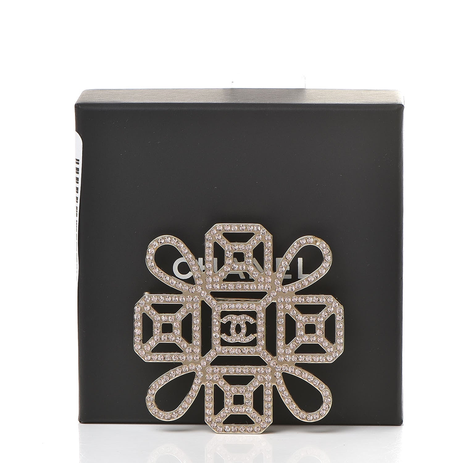 Chanel Crystal CC Brooch Light Gold Pink 7 of 7