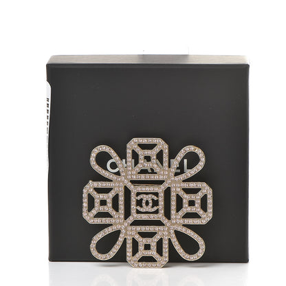 Chanel Crystal CC Brooch Light Gold Pink 7 of 7