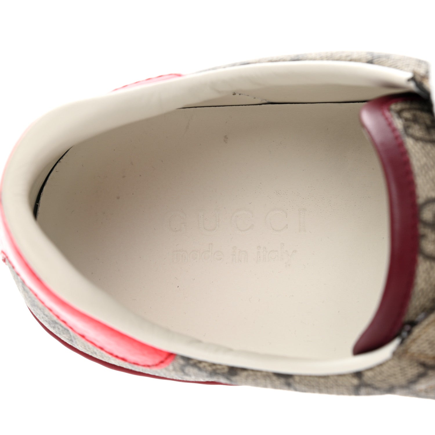 Gucci GG Supreme Monogram Ayers Mens New Ace Low-Top Sneaker 7 Beige Red 13 of 32