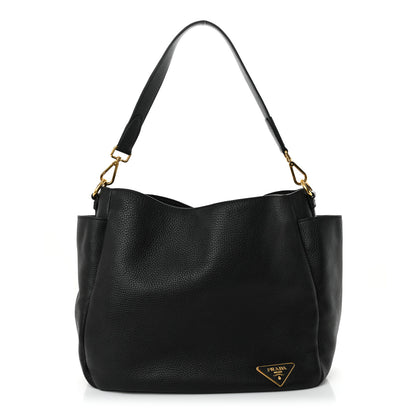 Prada Vitello Daino Side Pocket Hobo Black 1 of 11