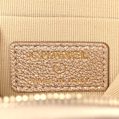 Chanel Metallic Lambskin Quilted Round Clip On Coin Purse Airpods Case Gold 8 of 10