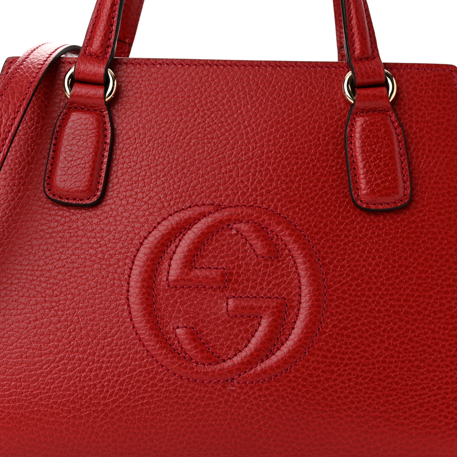 Gucci Dollar Calfskin Medium Soho Top Handle Satchel Hibiscus Red 8 of 10