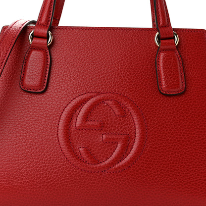 Gucci Dollar Calfskin Medium Soho Top Handle Satchel Hibiscus Red 8 of 10