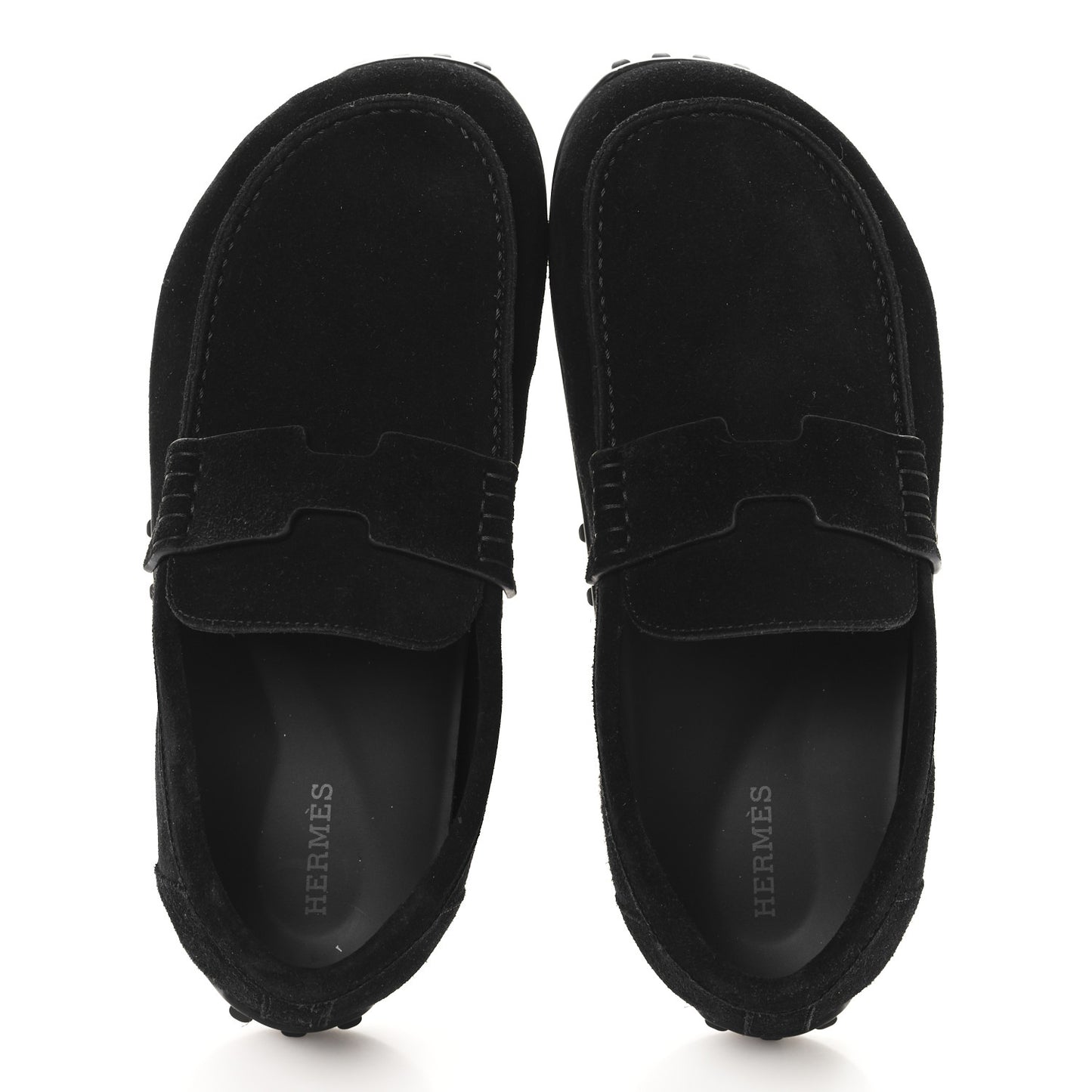 Suede Calfskin Lazy Loafers 37 Black