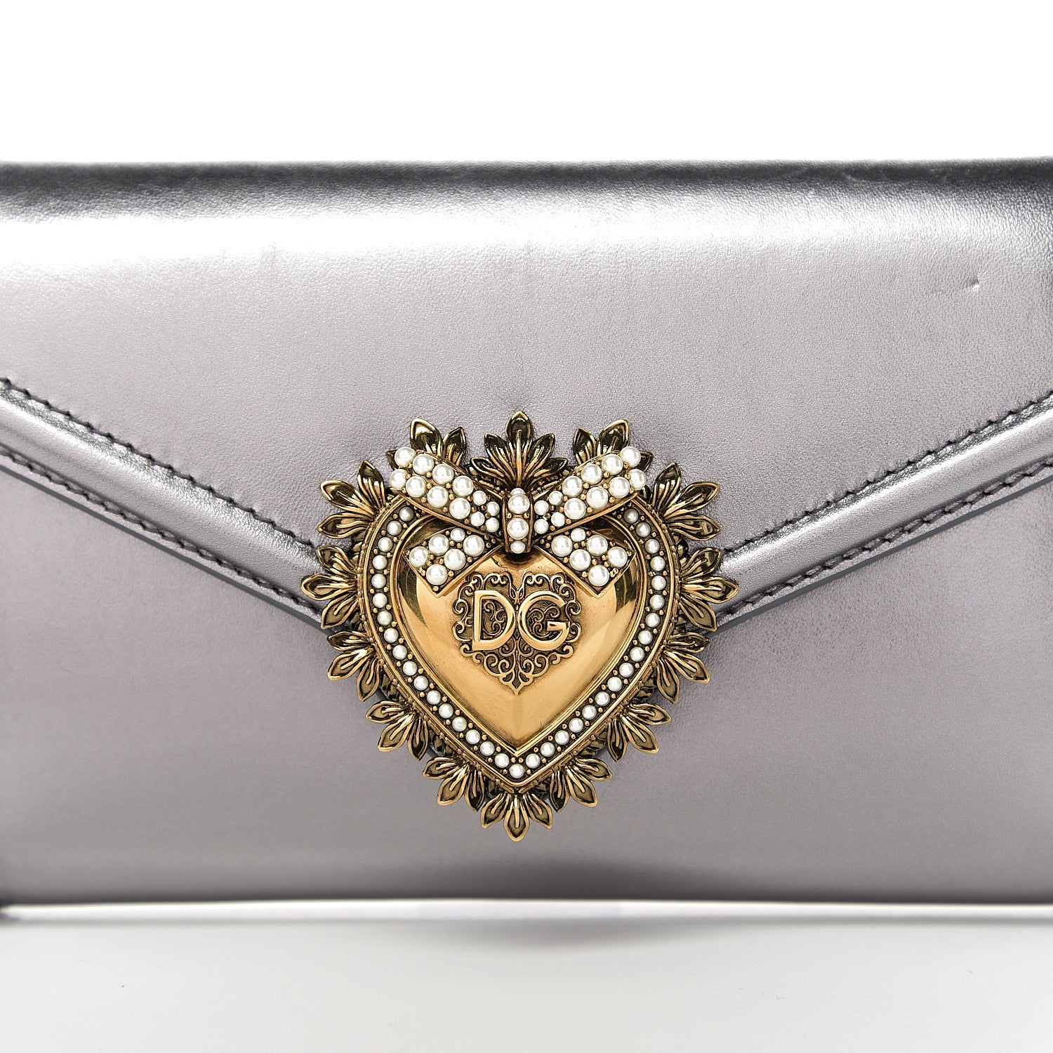 Dolce & Gabbana Metallic Agnello Vitello Devotion Belt Bag 95 38 Argento Scuro 11 of 11