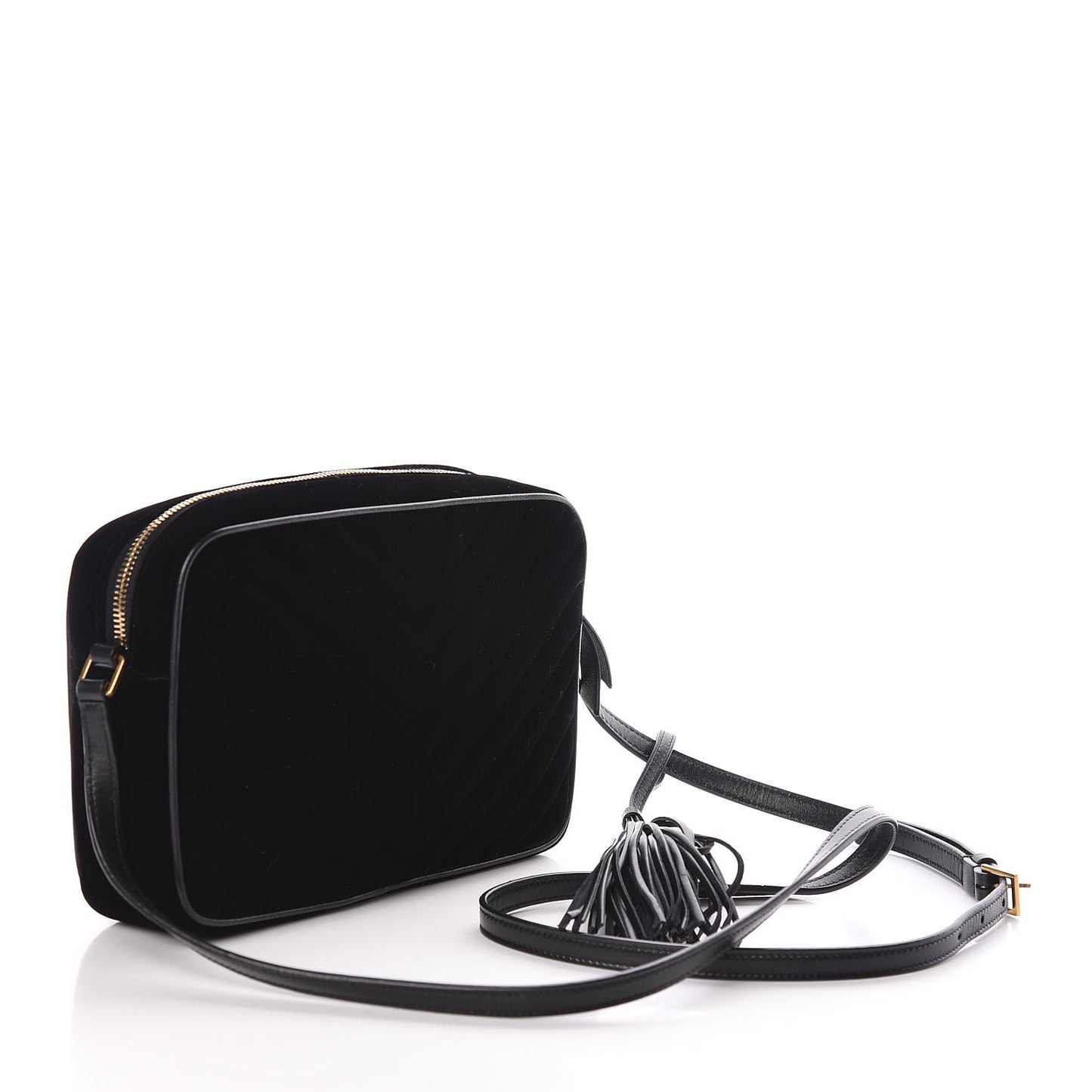 Velvet Matelasse Monogram Lou Camera Bag Black