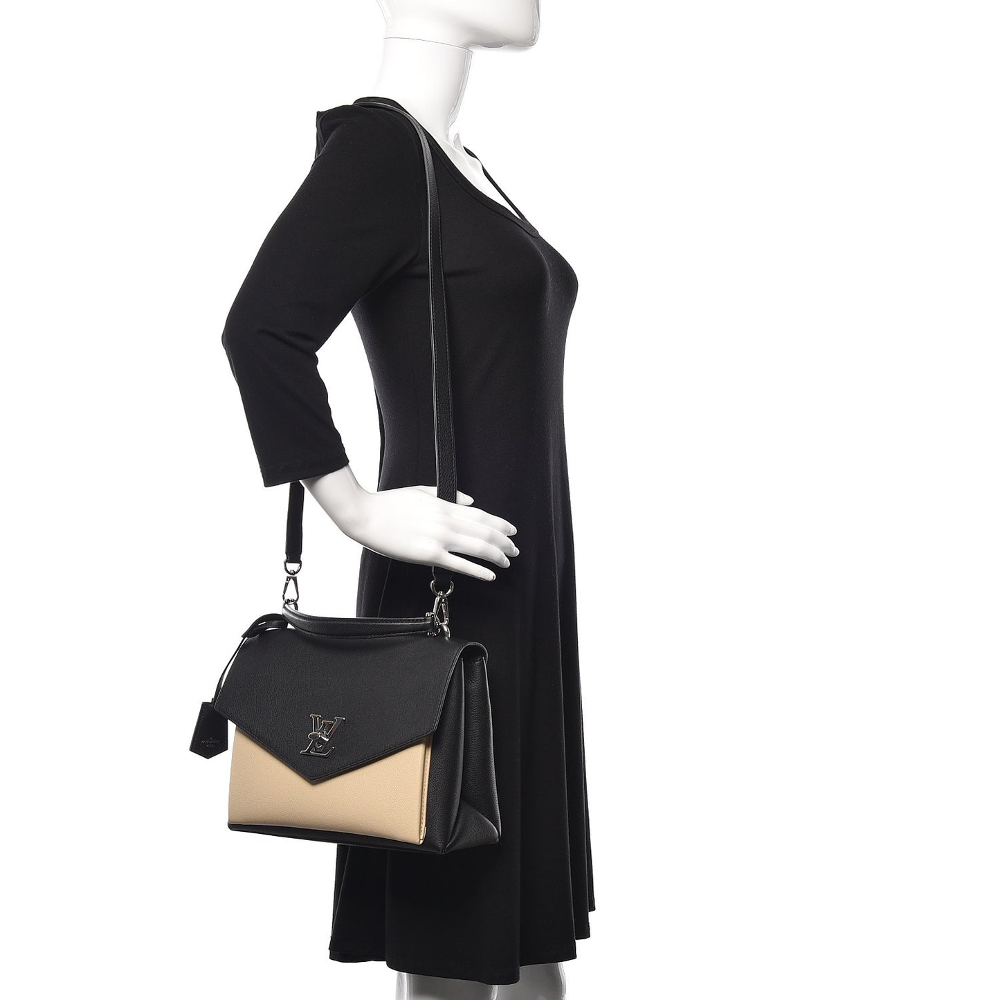 Soft Calfskin My Lockme Top Handle Vanille Black