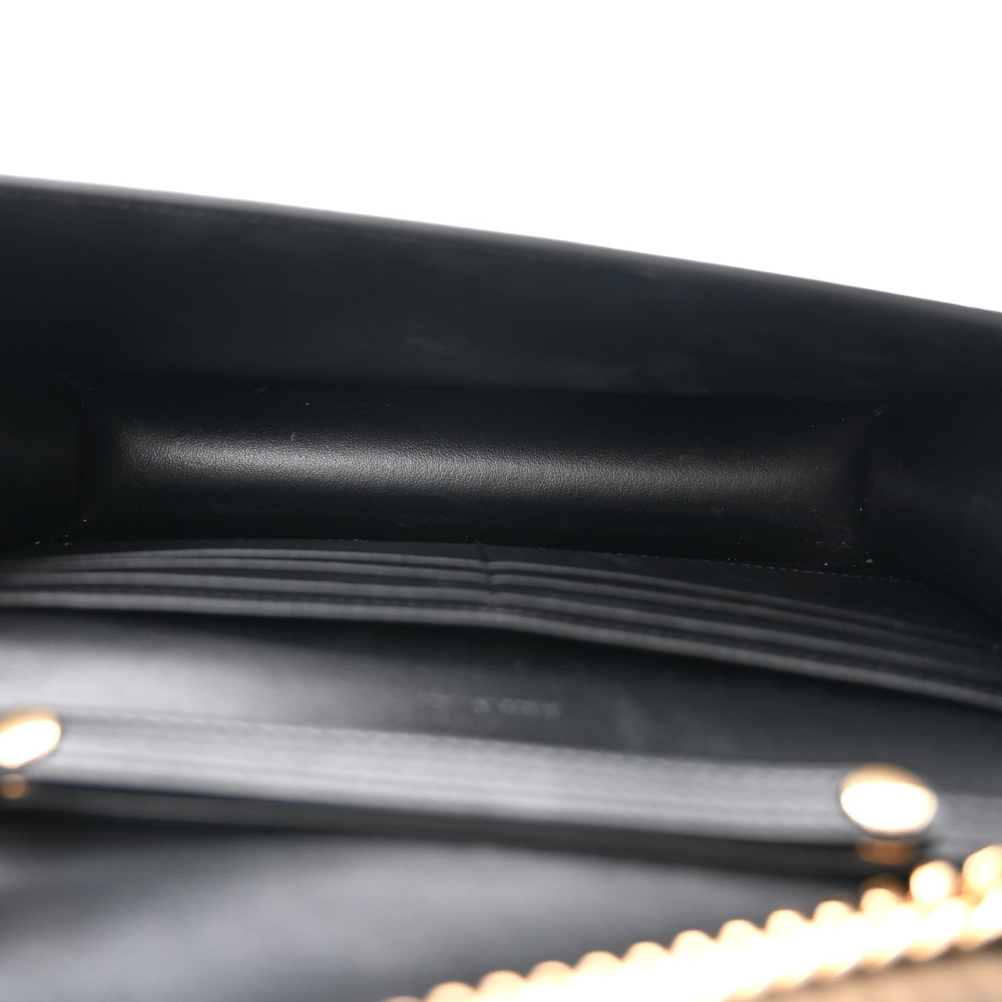 Shiny Calfskin Triomphe Margo Wallet on Chain Black