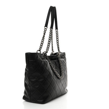 Chanel Calfskin Quilted Large Shopping In Chains Tote Black 3 of 11
