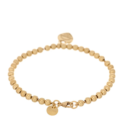 Tiffany 18K Yellow Gold Enamel 4mm Return To Tiffany Bead Heart Tag Bracelet Blue 2 of 5