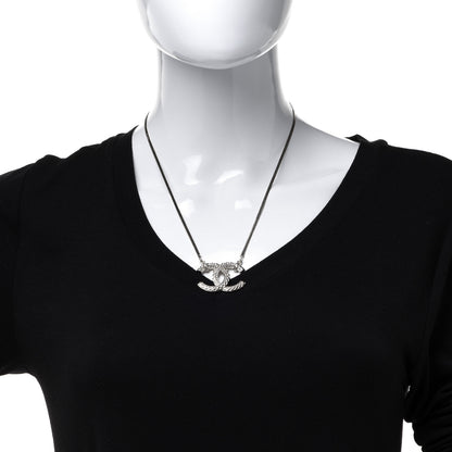 Chanel Crystal Textured CC Pendant Necklace Gold 2 of 6