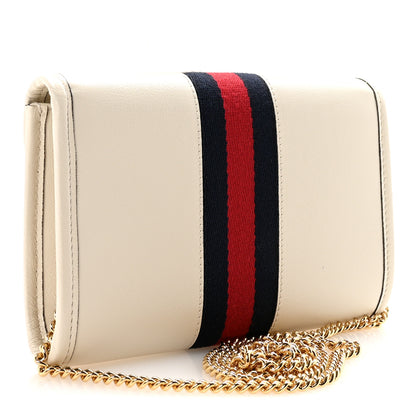 Gucci Textured Calfskin Web Mini Rajah Slim Flap Shoulder Bag Mystic White 3 of 9