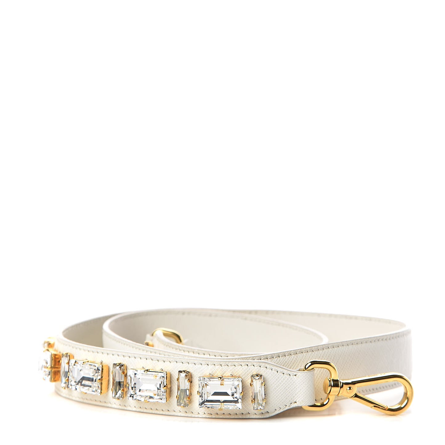 Saffiano Crystal Shoulder Strap White