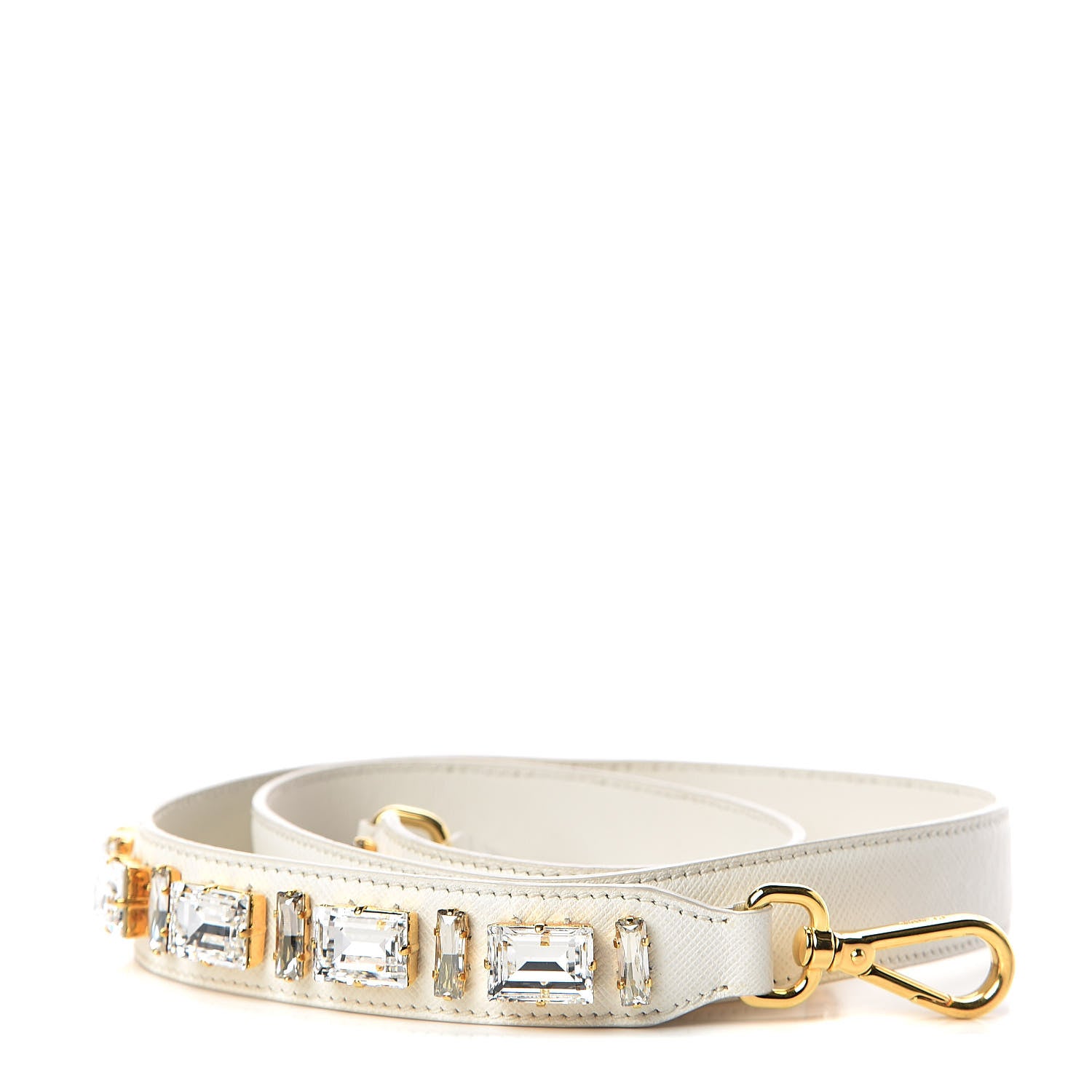 Prada Saffiano Crystal Shoulder Strap White 1 of 5