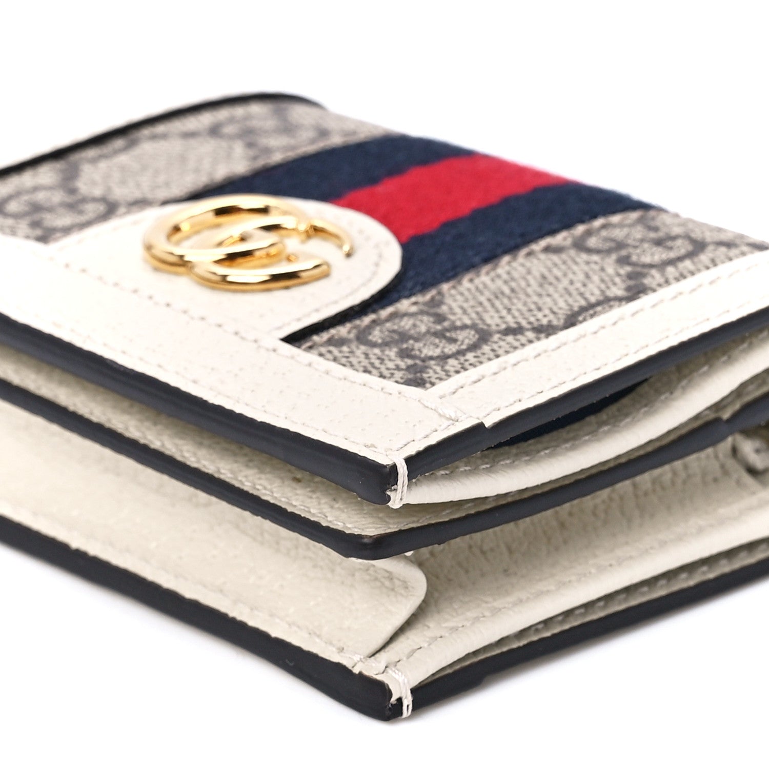Gucci GG Supreme Monogram Textured Dollar Calfskin Web Ophidia Card Case Beige Ebony Mystic White 12 of 14