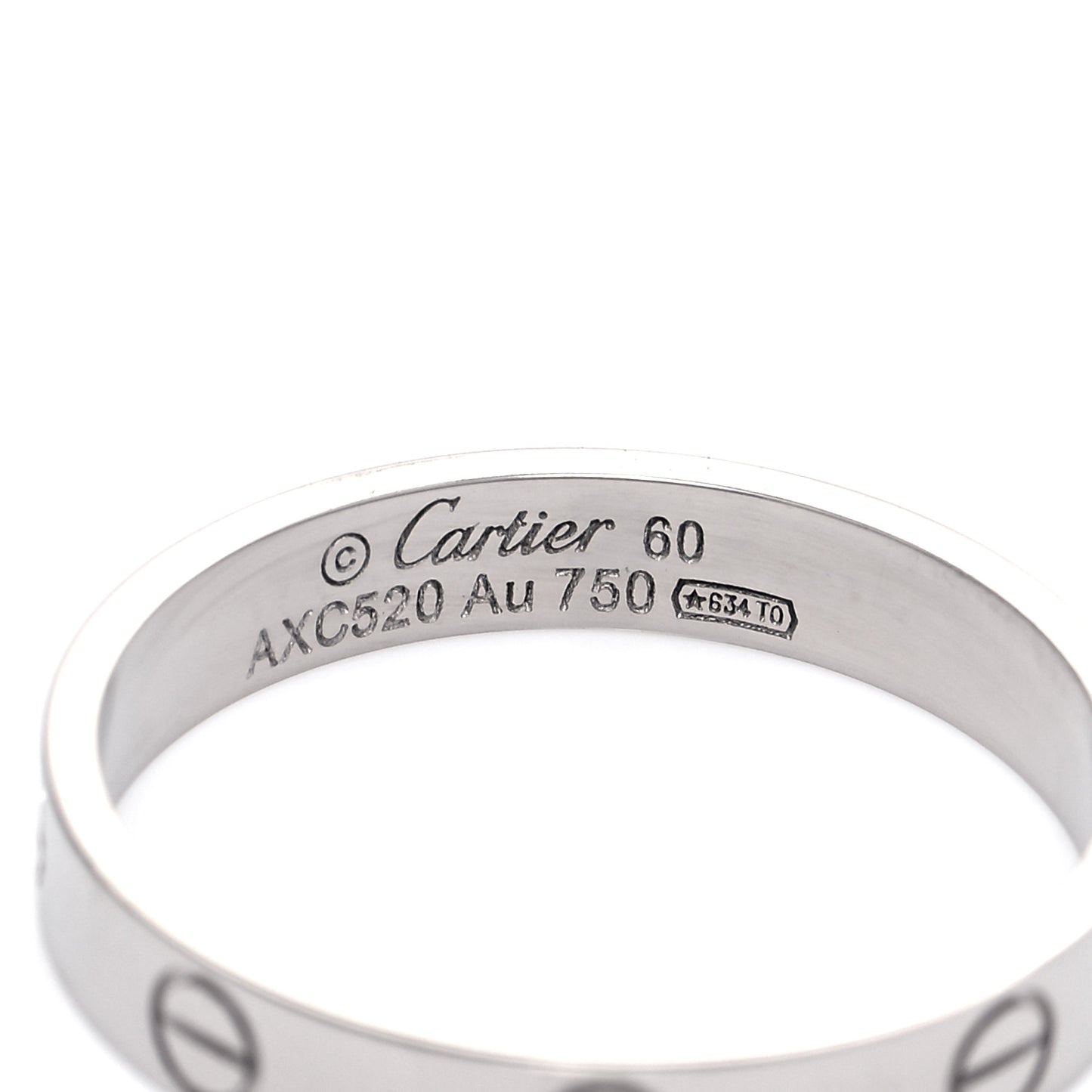 18K White Gold 3.5mm LOVE Wedding Band Ring 60 9